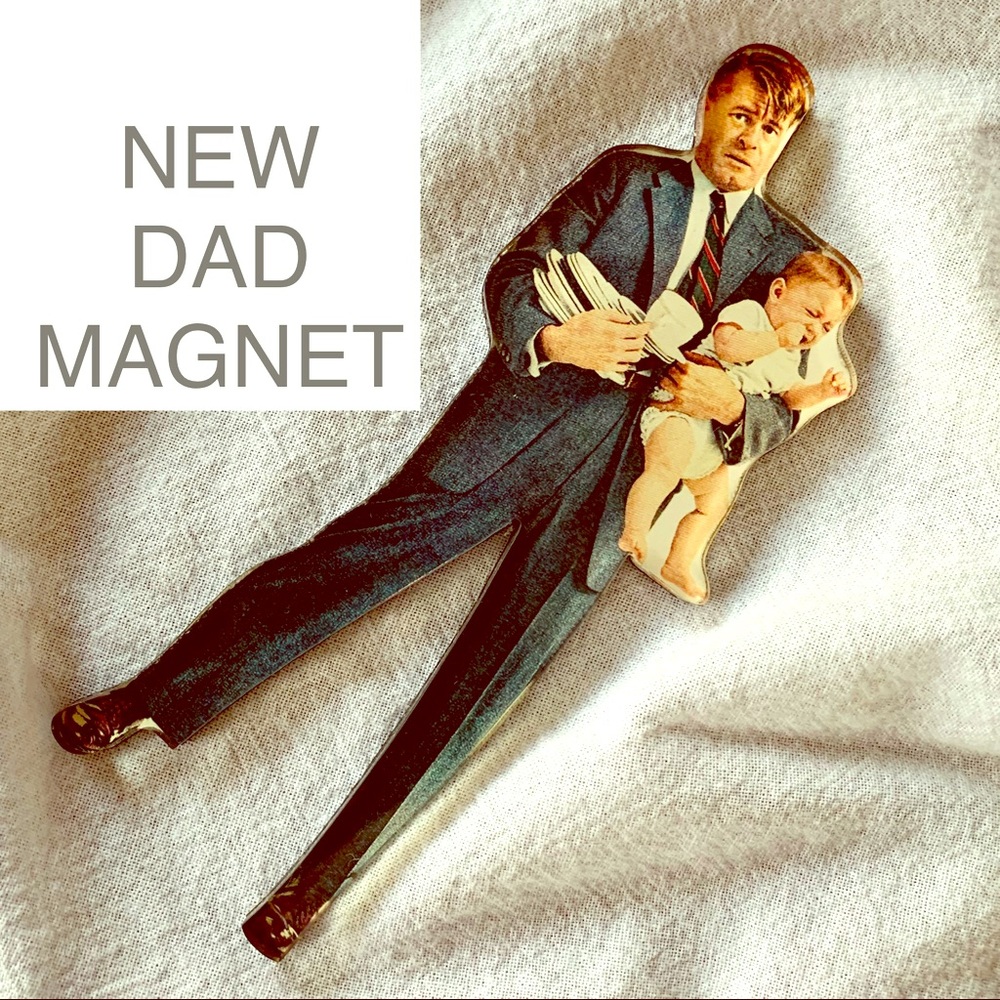 Busy Dad refrigerator magnet, retro-look, humor